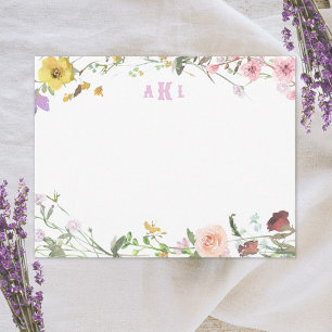 Tarjeta Pequeña Estacionamiento de Monograma Floral de acuarela pe