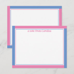 Tarjeta Pequeña Estacionamiento de nombre azul preppy rosa y flor