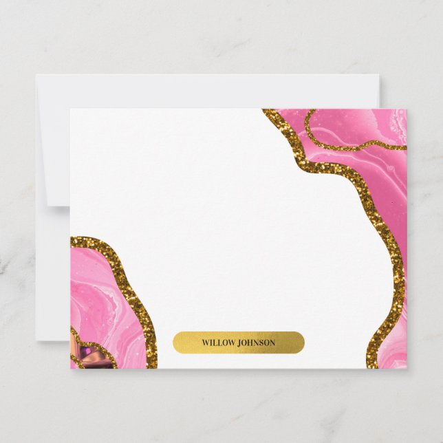 Tarjeta Pequeña Estacionamiento de Purpurina de Geode de Agate Ros (Anverso)