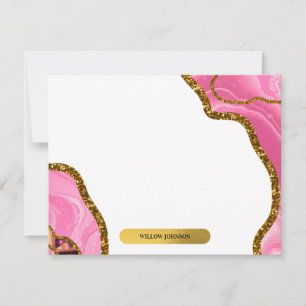 Tarjeta Pequeña Estacionamiento de Purpurina de Geode de Agate Ros