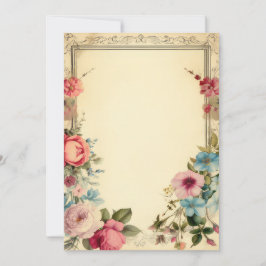 Tarjeta Pequeña Estacionamiento floral de época rosa azul Shabby V