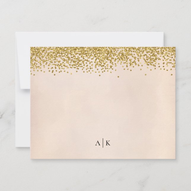 Tarjeta Pequeña Estacionamiento monogramado de Rubor y Gold Confet (Anverso)