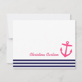 Tarjeta Pequeña Estacionamiento naval y de anclaje náutico rosado
