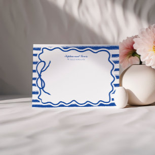 Tarjeta Pequeña Estacionamiento Pareja De Bow Azul Dibujado A Mano