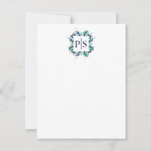 Tarjeta Pequeña Estacionamiento Personalizado De Monograma Floral