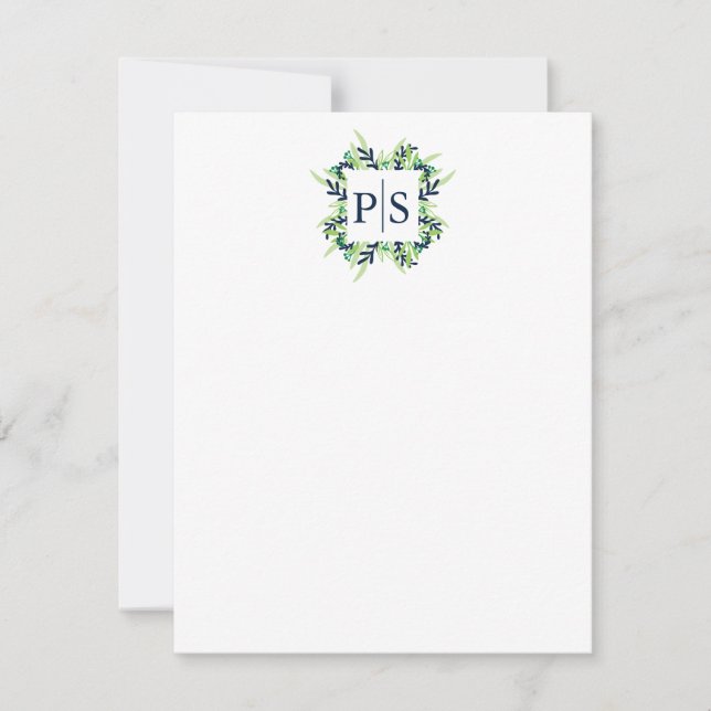 Tarjeta Pequeña Estacionamiento Personalizado De Monograma Floral  (Anverso)