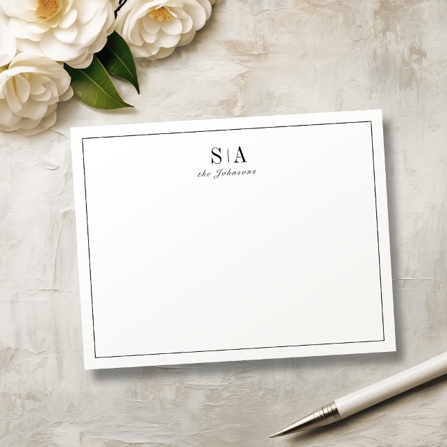 Tarjeta Pequeña Estacionamiento personalizado de monograma minimal (Minimalist monogram personalized Stationery Note Card)