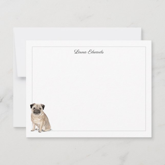 Tarjeta Pequeña Estacionamiento personalizado de Pug Gray Border (Anverso)