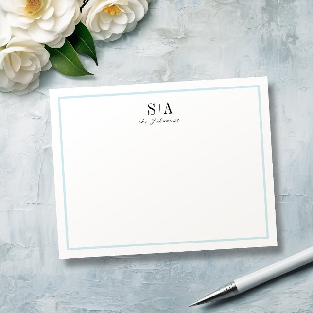 Tarjeta Pequeña Estacionamiento personalizado del monograma Minima (Blue Minimalist monogram personalized Stationery)