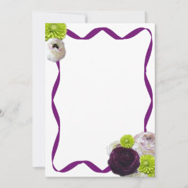 Tarjeta Pequeña Estacionario de Rosa púrpura y cinta de opciones