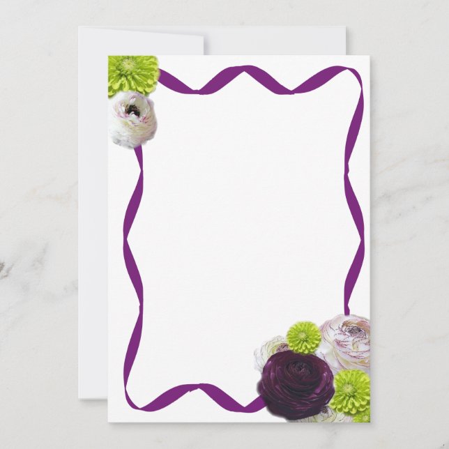 Tarjeta Pequeña Estacionario de Rosa púrpura y cinta de opciones (Anverso)