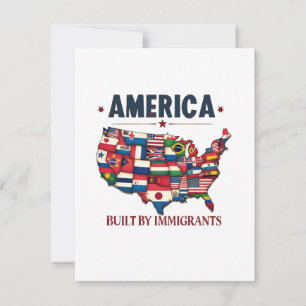 Tarjeta Pequeña Estados Unidos construido por inmigrantes patriota