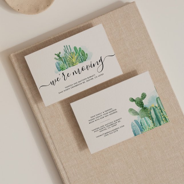 Tarjeta Pequeña Estamos Moviendo Acuarela Cacti Cambio De Direcció (Subido por el creador)