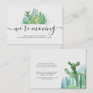 Tarjeta Pequeña Estamos Moviendo Acuarela Cacti Dirección Cambio N