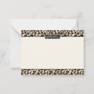 Tarjeta Pequeña Estampado De Animal De Leopardo Con Hojalata De Im