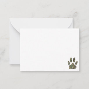 Tarjeta Pequeña Estampado de pata de perro camuflaje angustiado en