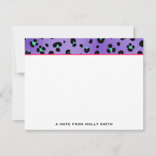 Tarjeta Pequeña Estampado leopardo púrpura Notecards plano