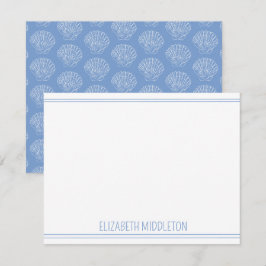 Tarjeta Pequeña Estanques blancos de vieiras en azul personalizado