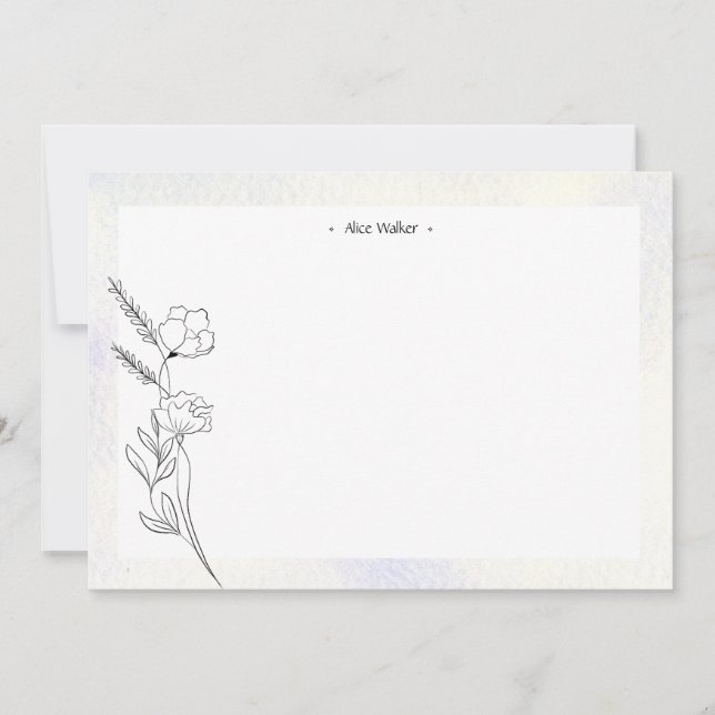 Tarjeta Pequeña esténcil minimalista moderno floral (Anverso)