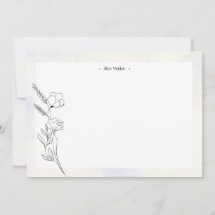 Tarjeta Pequeña esténcil minimalista moderno floral