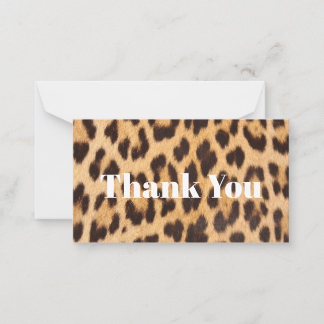 Tarjeta Pequeña estendy girly moda safari leoparprint gracias (Anverso)