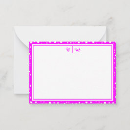 Tarjeta Pequeña Estética Minimalista Rosa con Borde y Monograma