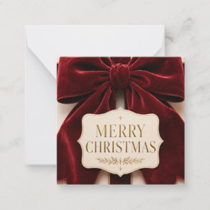 Tarjeta Pequeña Estilo de Navidad con Lazo de Terciopelo Elegante