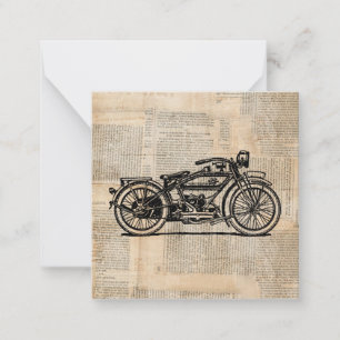 Tarjeta Pequeña Estilo de texto de periódico de arte de motociclet