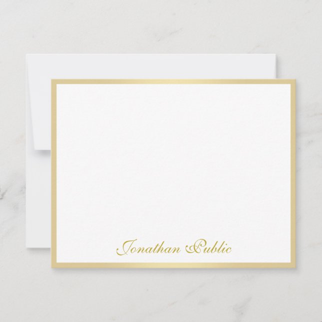 Tarjeta Pequeña Estilo Freehand Gold Script elegante profesional (Anverso)