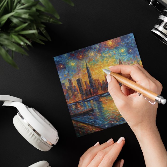 Tarjeta Pequeña Estilo Van Gogh del Skyline de la ciudad de Nueva  (Subido por el creador)