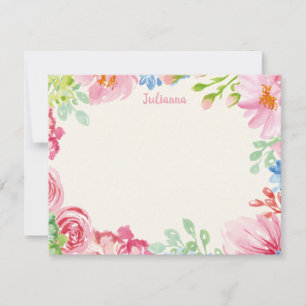Tarjeta Pequeña Estiloso acuarela floral personalizada Stationery