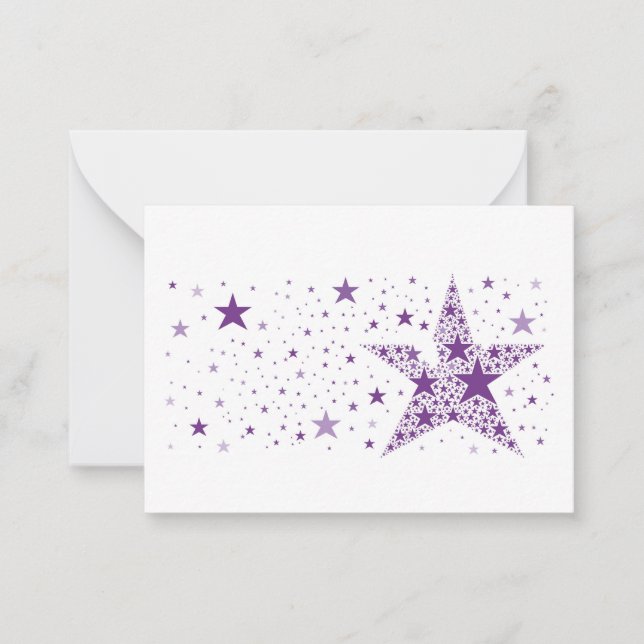 Tarjeta Pequeña Estrella grande hecha de pequeñas estrellas en vio (Anverso)