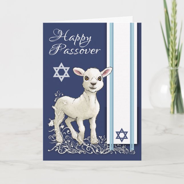 Tarjeta Pequeña estrella y Tallit del cordero del Passover (Anverso)