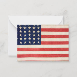Tarjeta Pequeña Estrellas antiguas y banderas americanas