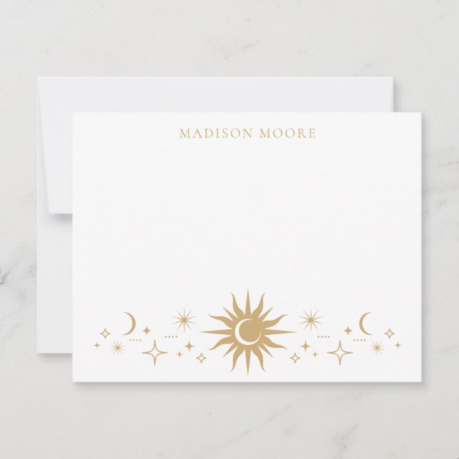 Tarjeta Pequeña Estrellas clásicas de luna de oro simple y moderno (Anverso)