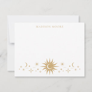 Tarjeta Pequeña Estrellas clásicas de luna de oro simple y moderno