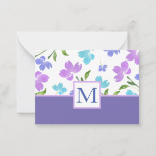 Tarjeta Pequeña Estrellas de flores de color púrpura de Aqua Periw
