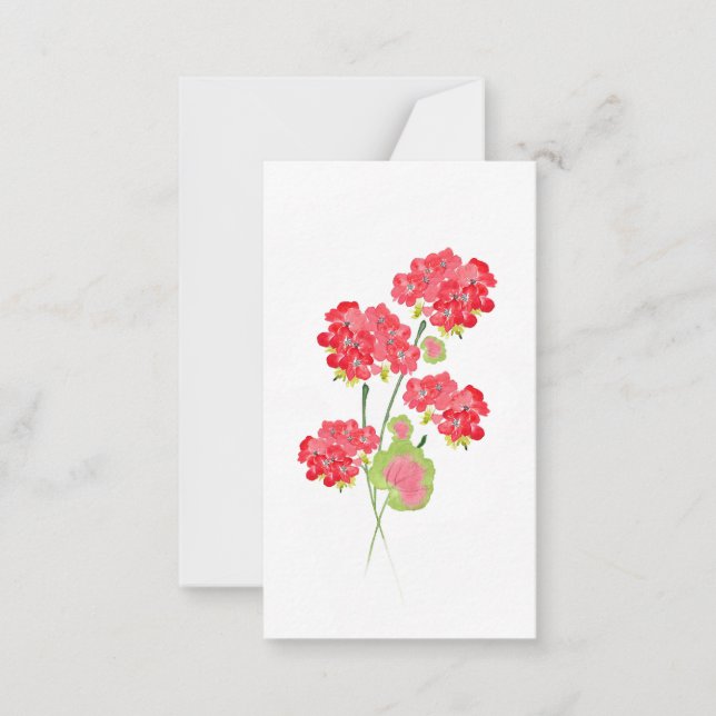 Tarjeta Pequeña Estrellas de Geraniums de acuarela (Anverso)