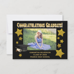 Tarjeta Pequeña Estrellas de purpurina dorada Felicitaciones Gradu