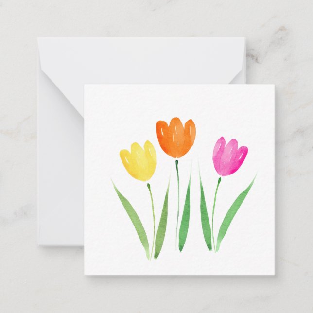 Tarjeta Pequeña Estrellas de tulipanes amarillos, rosados y Naranj (Anverso)