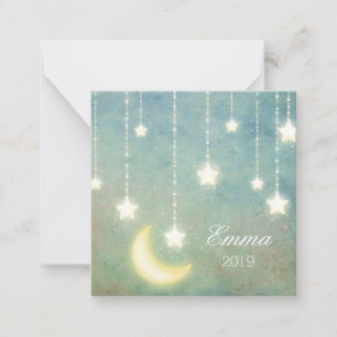 Tarjeta Pequeña Estrellas Luna Celestial Luces Brillantes Brillant