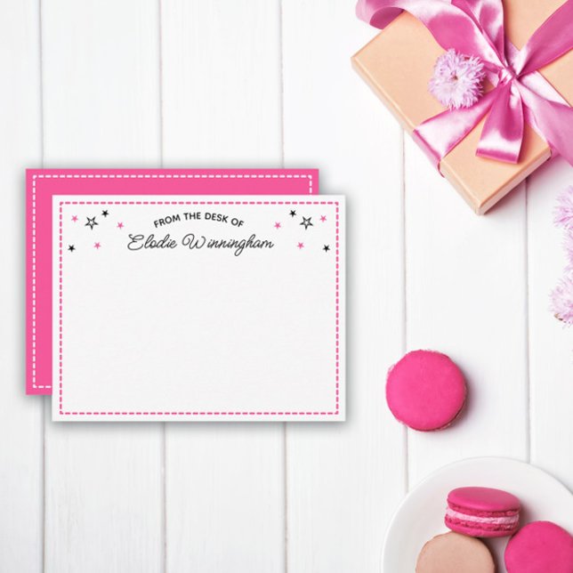 Tarjeta Pequeña Estrellas Neon Pink De La Mesa De Nombre En Script (Subido por el creador)