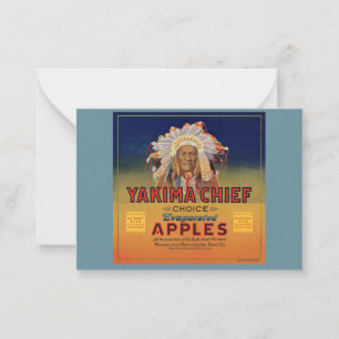 Tarjeta Pequeña Etiqueta de manzanas evaporadas del jefe de Yakima