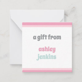 Tarjeta Pequeña Etiqueta de regalo cuadrada con nombre moderna ros