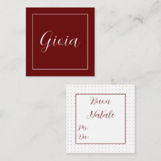 Tarjeta Pequeña Etiqueta de regalo de Navidad Mini Borgoña