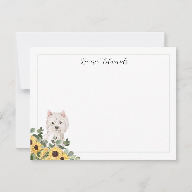 Tarjeta Pequeña Eucalipto de girasol de perro occidental personali (Anverso)