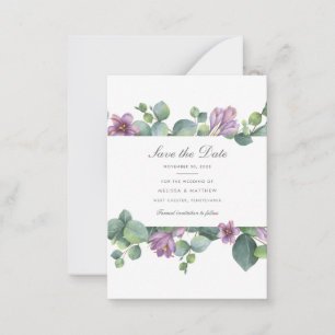 Tarjeta Pequeña Eucalipto Floral Succulenta Verde Púrpura Salva La