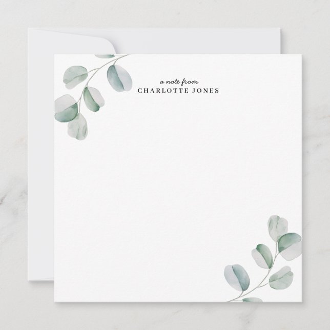 Tarjeta Pequeña Eucalipto Simple Personalizado (Anverso)