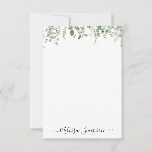 Tarjeta Pequeña eucalipto verde personalizado (Anverso)