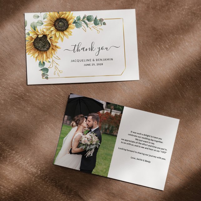 Tarjeta Pequeña Eucalyptus Boda de girasol. Gracias. (Subido por el creador)